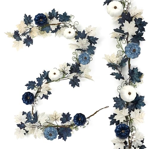 6ft Fall Decor Blue Pumpkin Garland Long Thanksgiving Garland Autumn