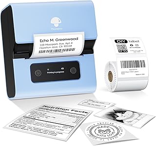 Phomemo [New M221 Label Printer - Flagship 3'' Bluetooth Thermal Portable Label Maker, Easier, Faster, Stabler - for Address, Barcode, Small Business, Office,Home for Phone; PC/Mac(USB), Sky Blue