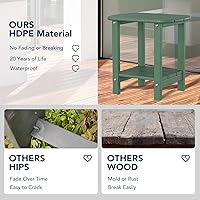 Vista 5 de nalone Adirondack - Mesa auxiliar para exteriores de 16.5 pulgadas, mesa auxiliar de plástico HDPE doble Adirondack para patio (verde)
