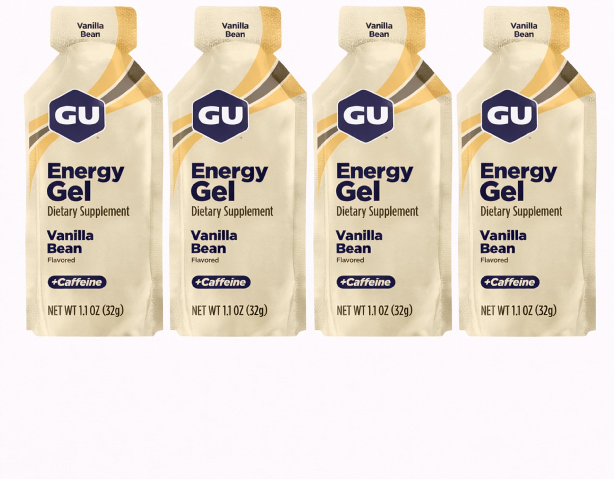 Energy Running Gels - 4 Gel Taster Pack - Sports Energy Gels For Running , Cycling, Triathlon (Vanilla Bean), 32.0 gram