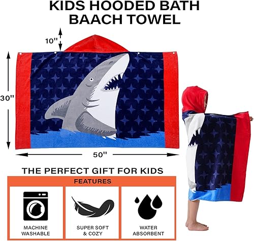 Miniatura 88 de Toallas de baño para niños, toalla para niños con capucha para playa, baño, piscina, toallas de natación de 30 x 50 pulgadas, tamaño grande, ultra