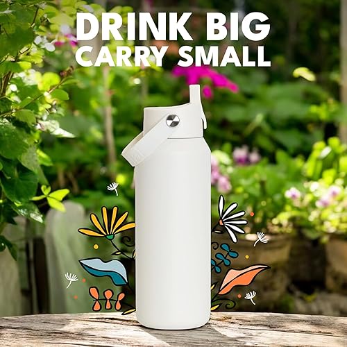Miniatura 84 de Elemental Botella de agua aislada de 40 onzas con pajilla, botellas de agua con núcleo de acero inoxidable 100% a prueba de fugas para viajes,
