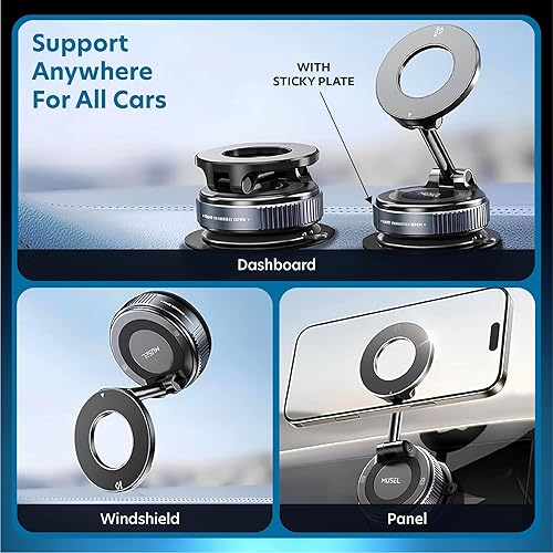 Miniatura 3 de Soporte magnético de vacío para tu automóvil, soporte de ventosa Magsafe ajustable de 360, soporte de teléfono celular para cochegimnasioespejo,