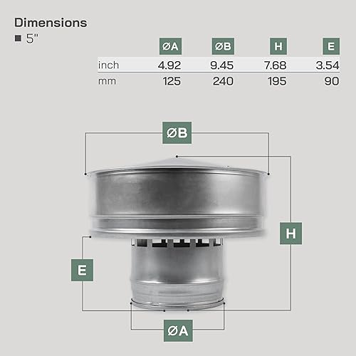 Miniatura 10 de Vent Systems Tapa redonda de ventilación de techo de acero galvanizado de 4 pulgadas, tapa protectora de escape redonda para todas las estaciones,