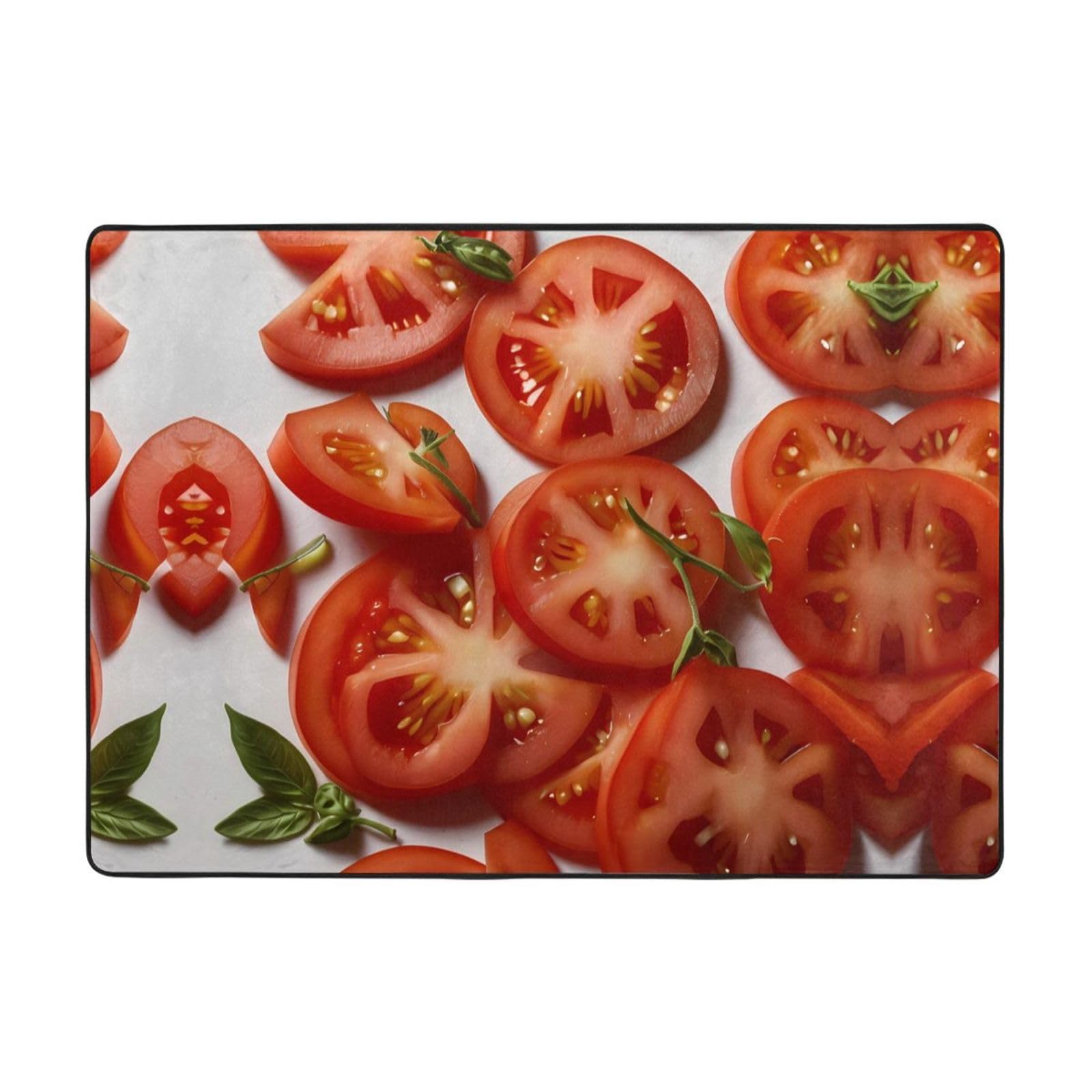 Tapis de bureau tranches de tomates fraîches 203x147 cm antidérapant pour balcon