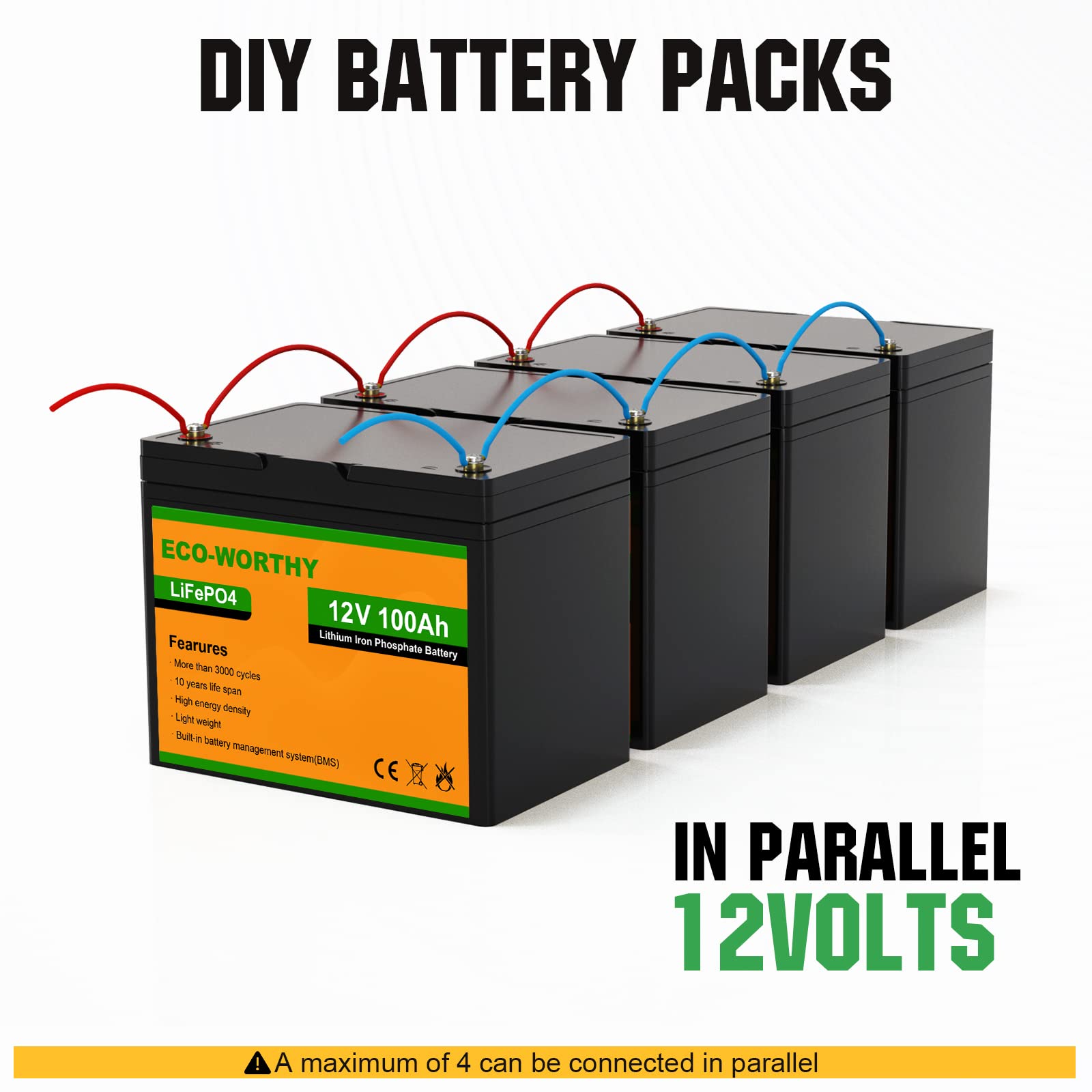 ECOWORTHY 12V 100Ah LiFePO4 Lithium Iron Phosphate Battery Deep Cycle