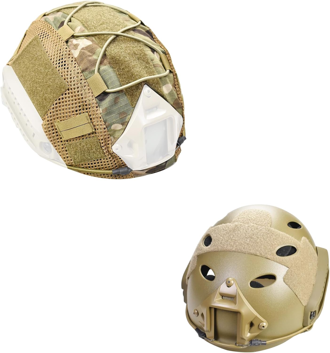 MH Updated Version Fast Tactical Helmet Combined with Foldable Half Face Mesh Mask and Goggles for Paintball CS Game Set
