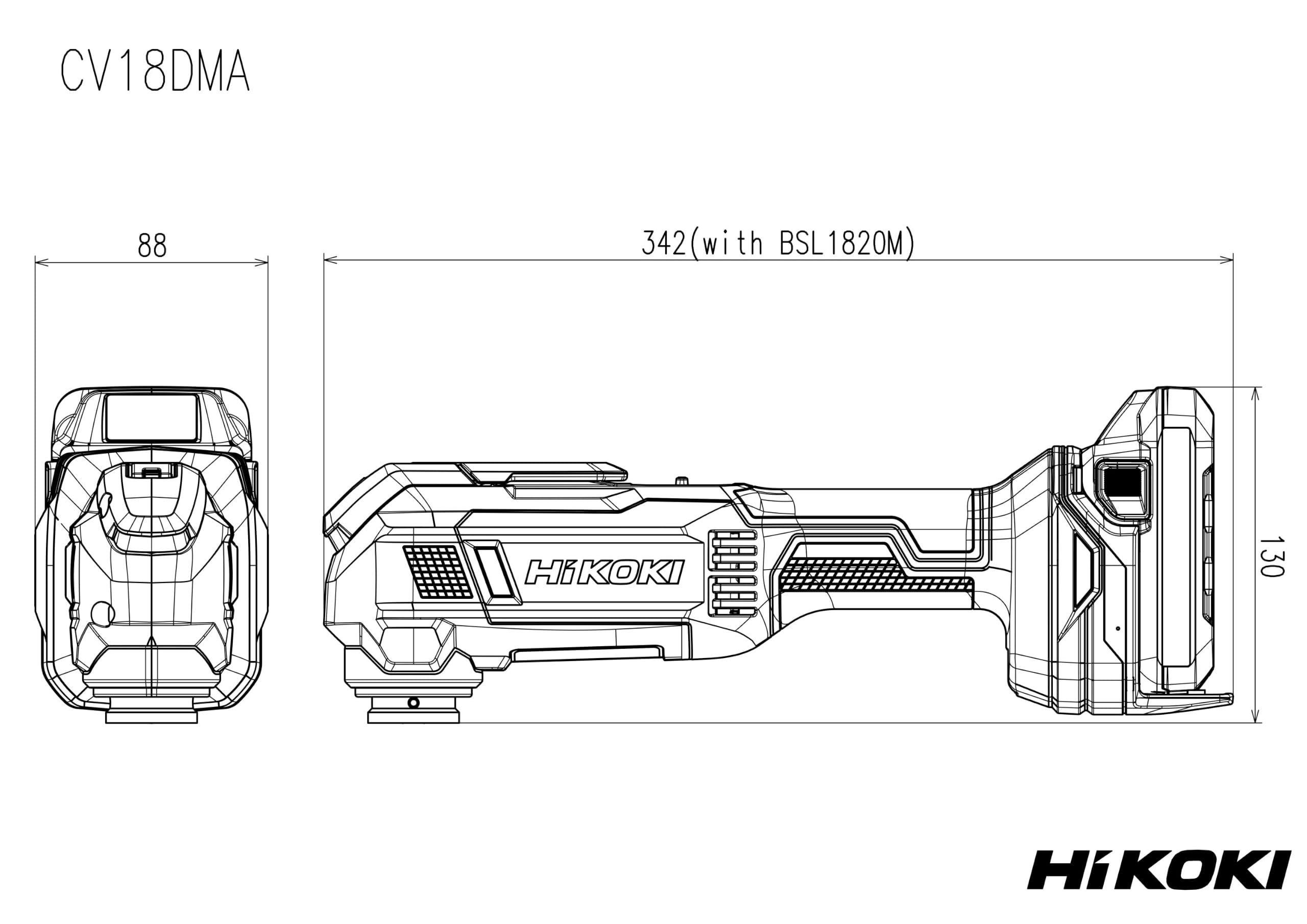 HiKOKI CV18DMAW2Z Multiherramienta inalámbrica de baja vibración de 18 V con motor sin escobillas y montaje de herramientas StarlockMax, cuerpo solo con funda