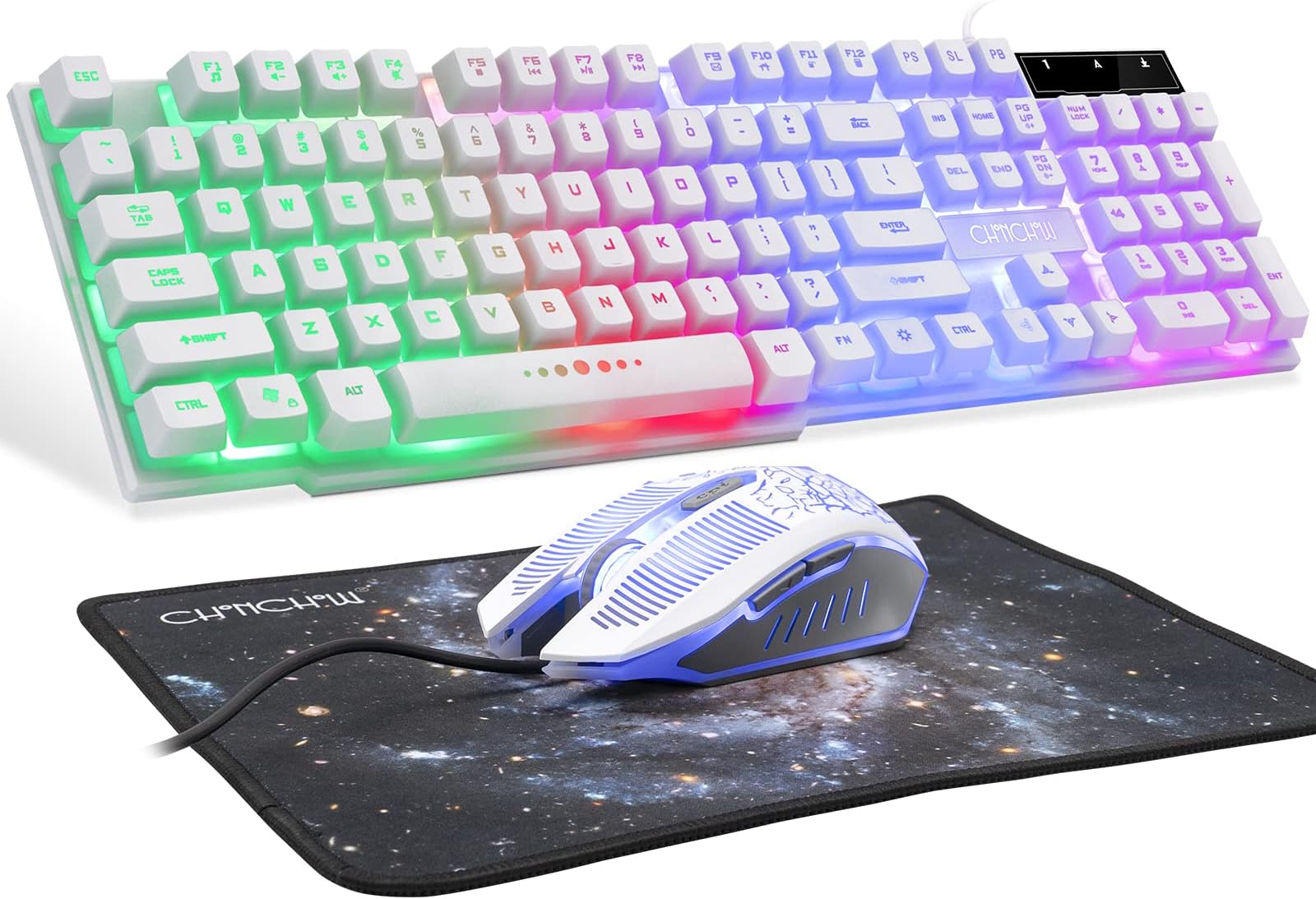RGB Keyboard Mouse Combo with numpad 1201 (White)