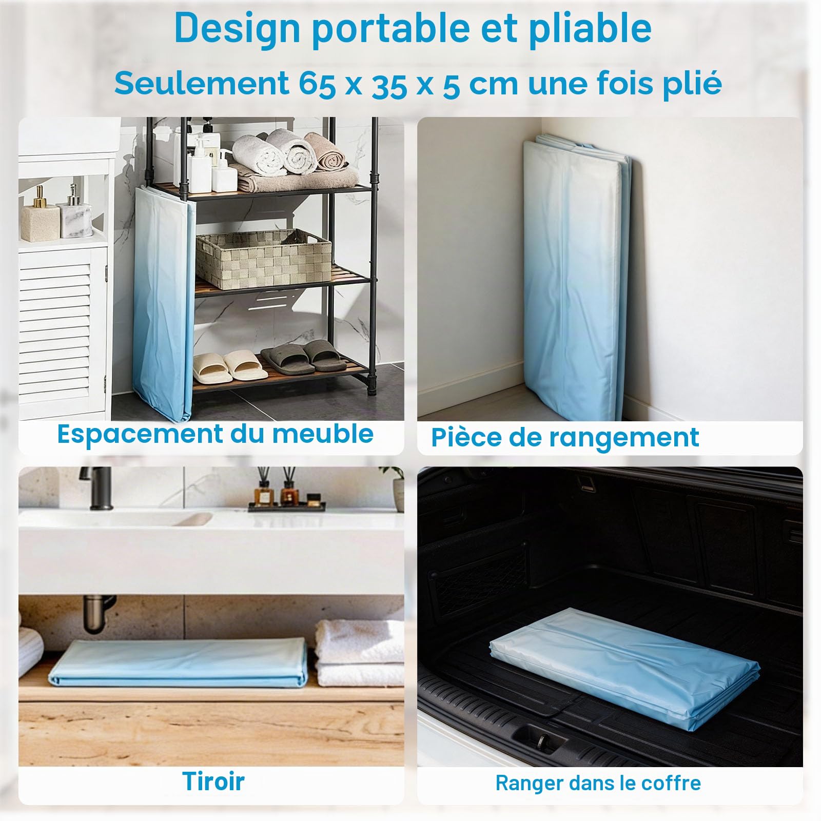 Baignoire Pliante 70×65 cm pour Adulte – Bain Portable Profond pour Eau Chaude et Froide, Tuyau de Vidange et Coussin de Siège, Baignoire Pliable Gain de Place pour Petit Espace