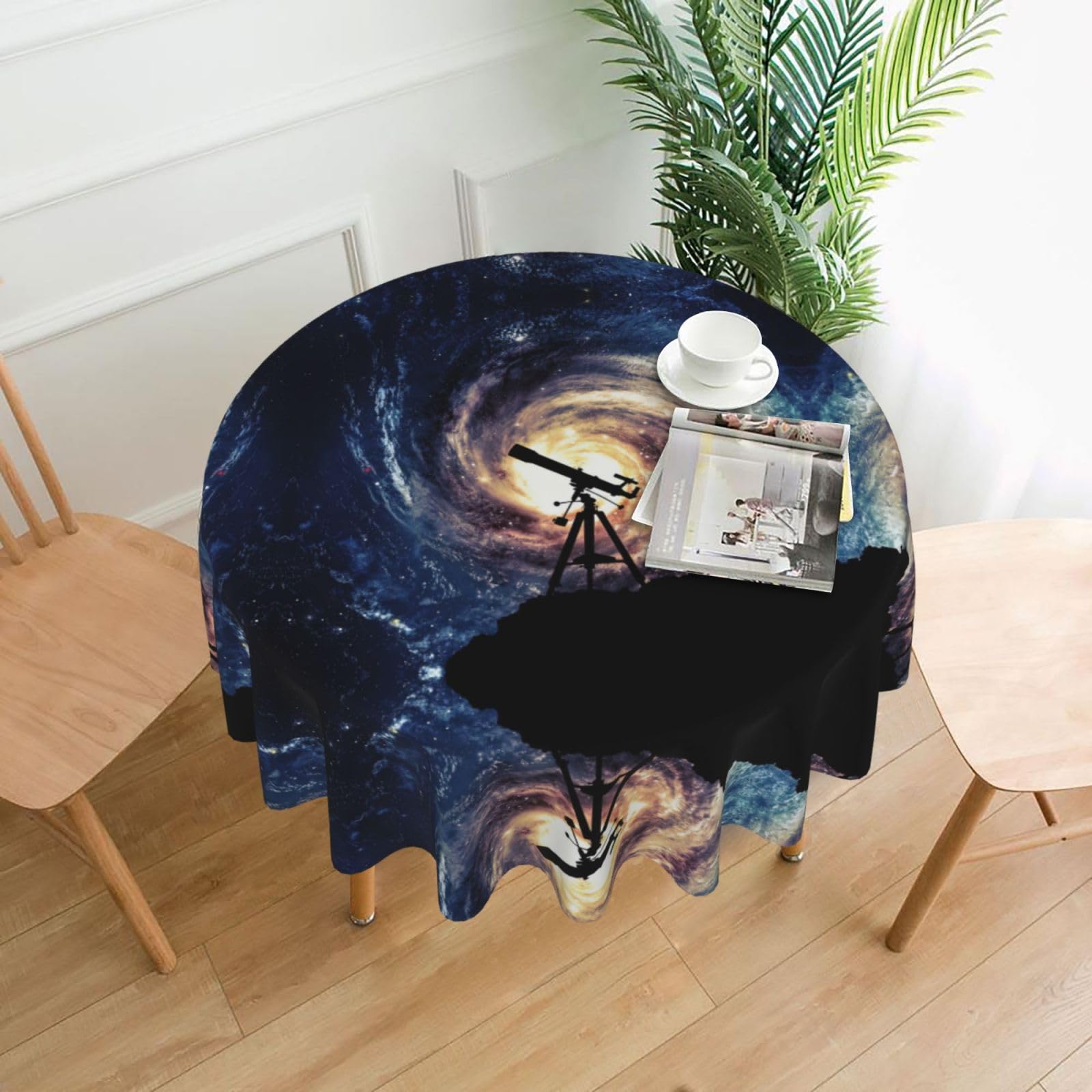 Nappe ronde télescope 152 cm imperméable pour table salle à manger et jardin