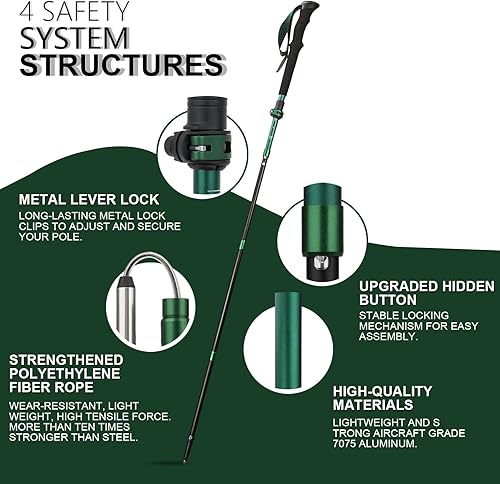 Miniatura 2 de TheFitLife Bastones de senderismo plegables para senderismo  Bastones plegables ligeros para hombres y mujeres con mango de espuma extra largo y