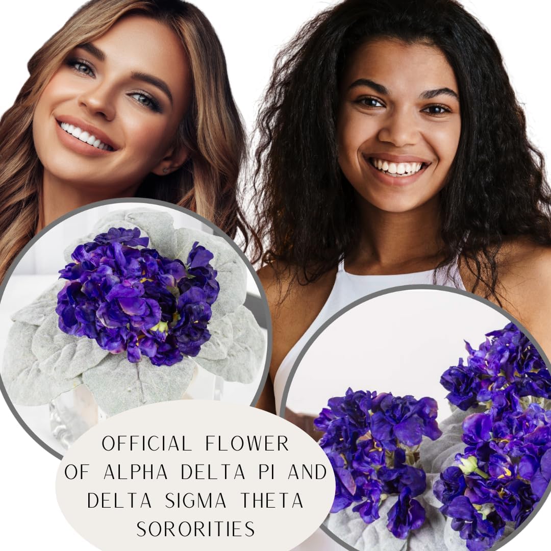 Factory Direct Craft Purple African Violet Artificial Silk Flower Bushes Pack of 2 Individual Artificial Polysilk Violet Flowers