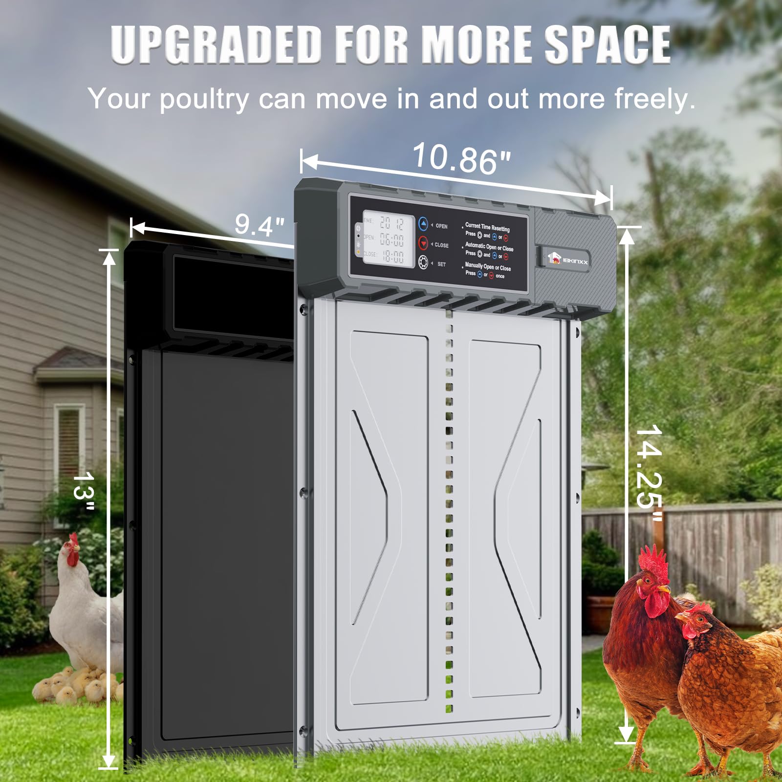Puerta automática de pollo con energía solar antipellizcos