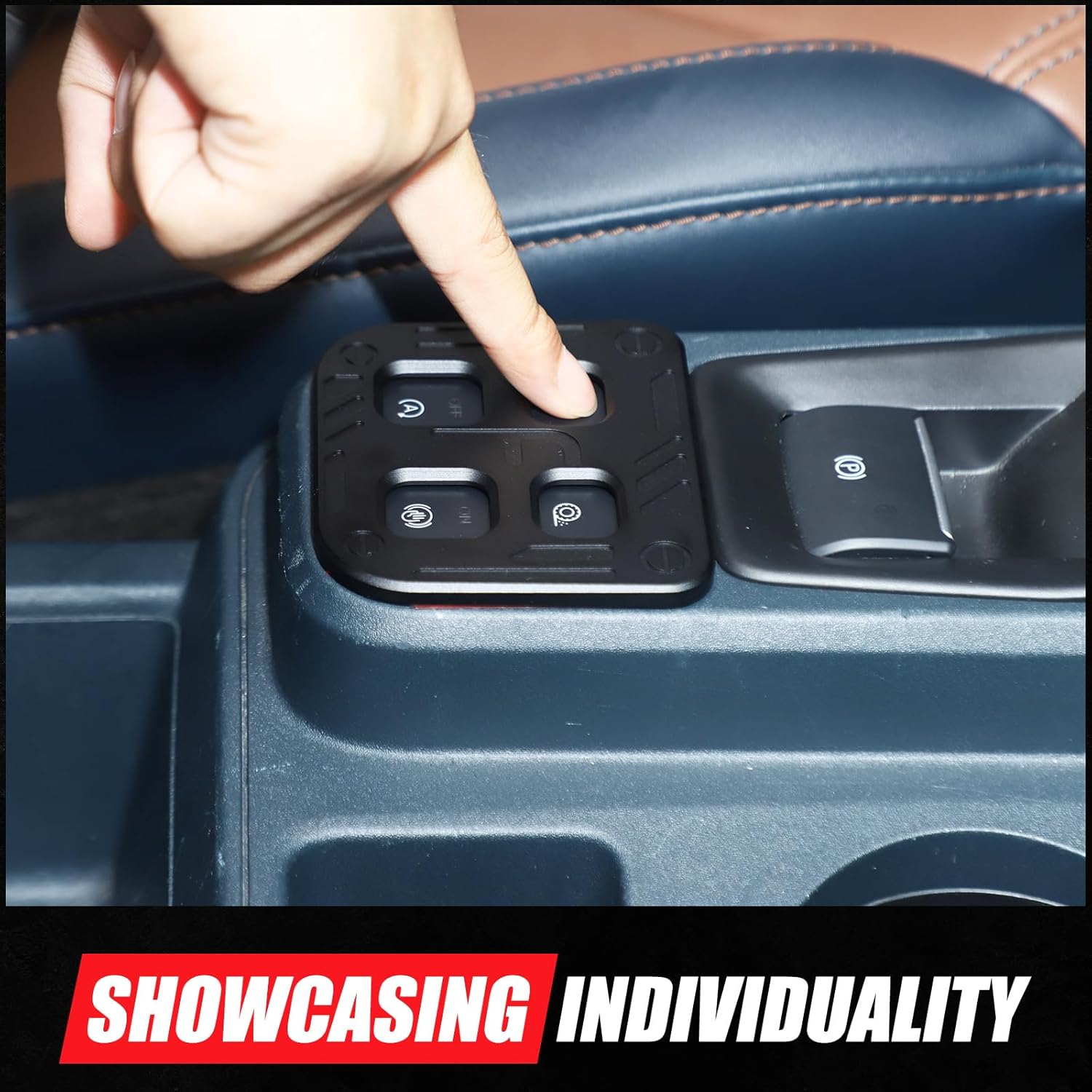 TOYCIDFG Center Console Button Cover for Ford Maverick 2022-2025, Center Console Protection Cover Interior Decoration Accessories (Black)