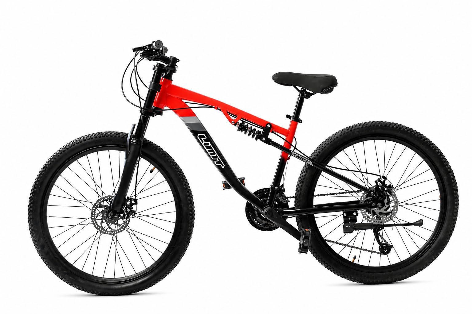 LIMIT Dart Dual Suspension Mountain Bike for Adults, 26-Inch MTB with 24-Speed Microshift Gears, Dual Disc Brakes, Downhill Stunt Cycle, Racing Red-image-43