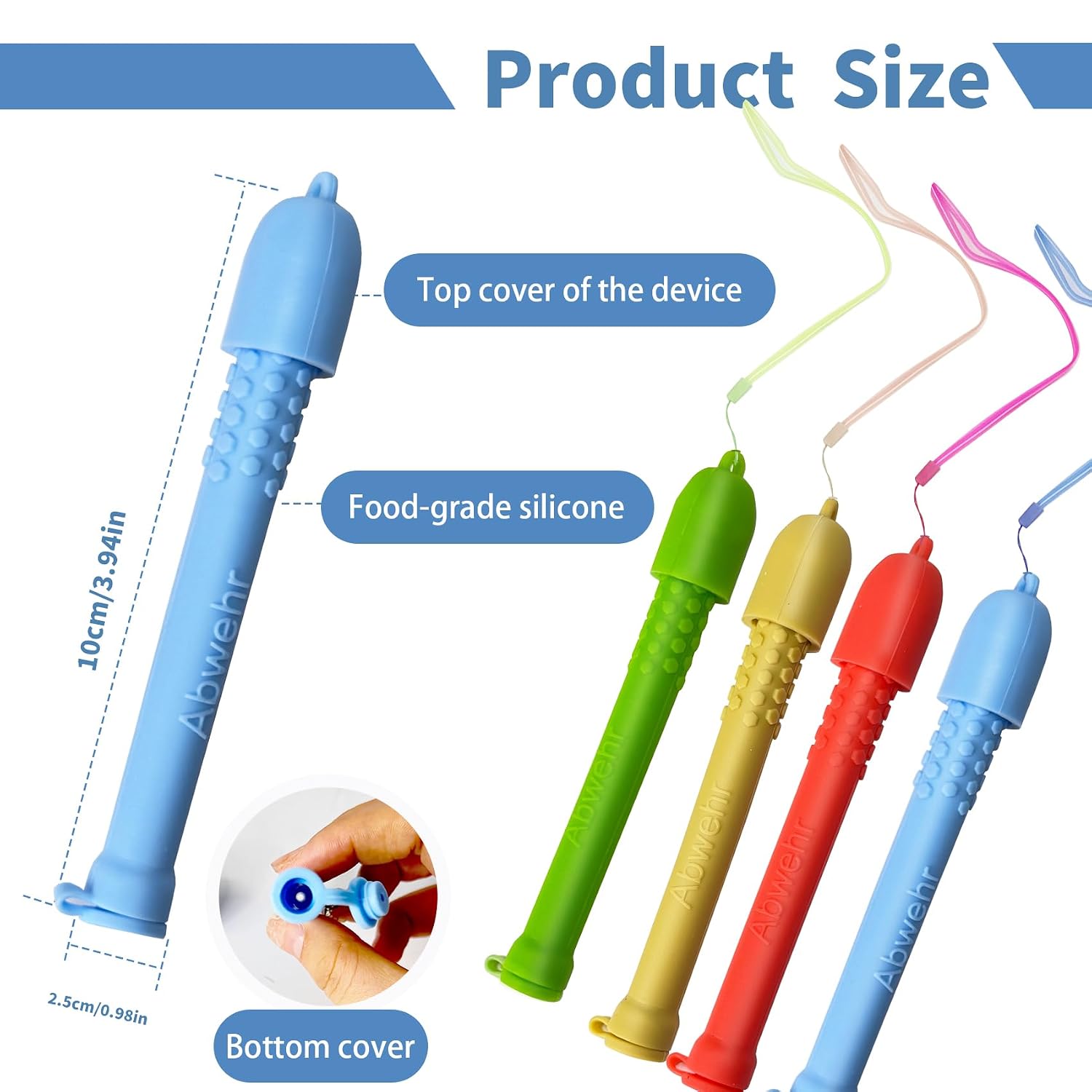Chewable Silicone Aroma Sticks, Fresh Breath Oral Fixation Aid, Calming Chewable Alternative for Smoke & Pen Biting Habits (4 Pack)