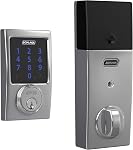 Schlage BE469ZP CAM 619 Connect Smart Deadbolt with Alarm with Camelot Trim in Satin Nickel, Z-Wave Plus Enabled | Keyless entry door lock, Touchscreen keypad deadbolt, Z-Wave Plus smart lock, Ring alarm compatible, Easy install, BE469