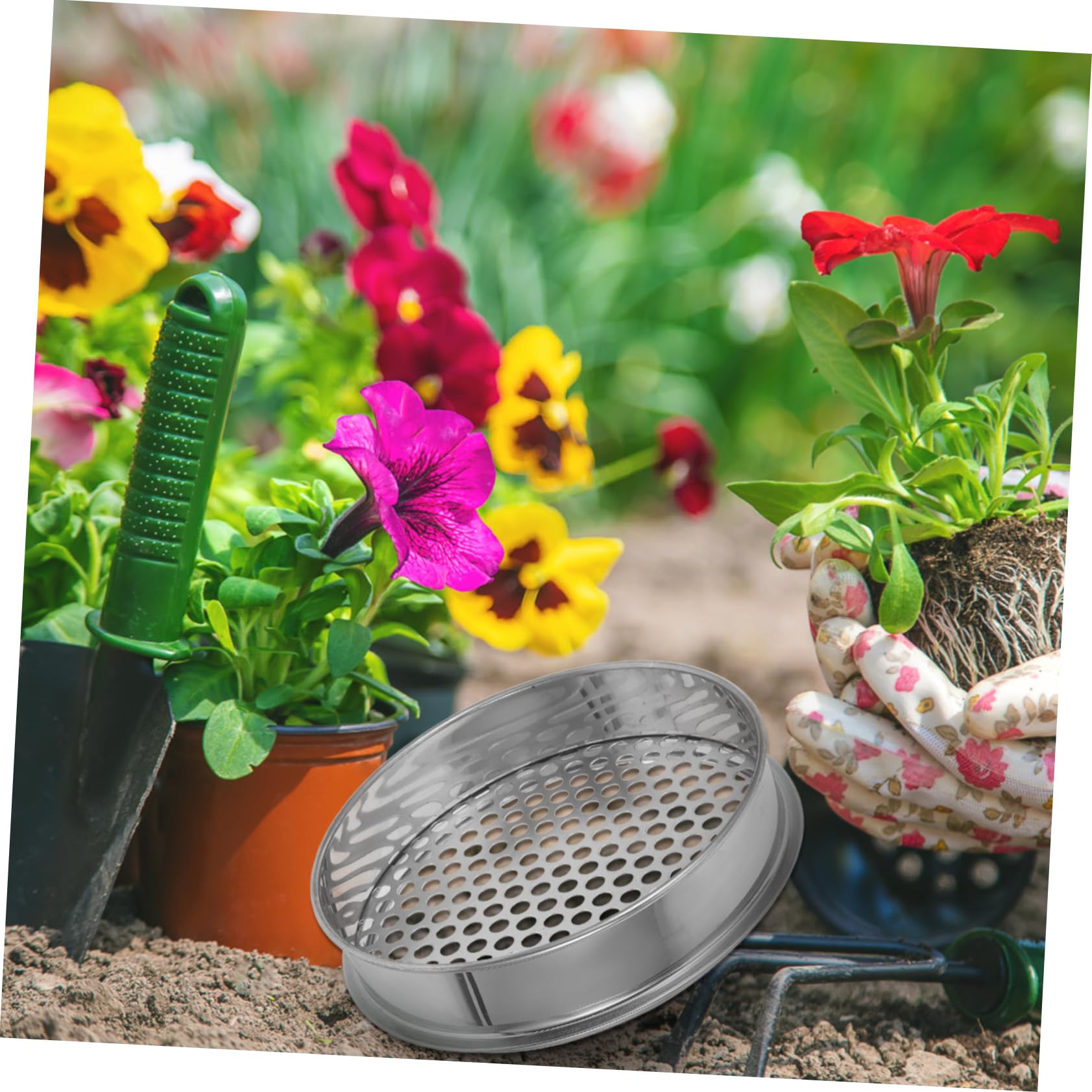 BESTonZON 2 Stück Gartensieb Rundsieb für Erde und Gartenarbeit Praktischer Schaufelsieb für Bonsai und Pflanzer zum Filtern von und Schmutz