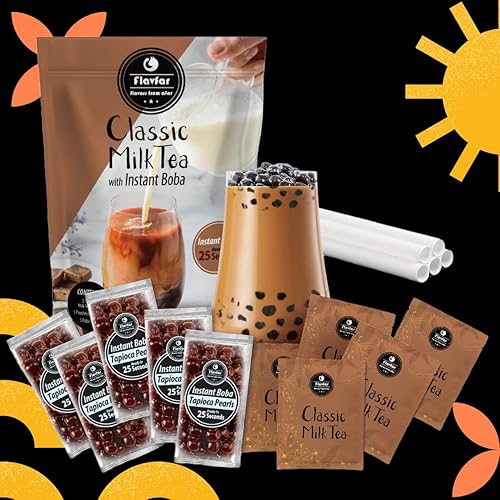 Miniatura 22 de Flavfar Kit de té con leche tailandesa, ahora sin leche condensada añadida Boba instantánea de azúcar morena, bajo en calorías, auténtico té