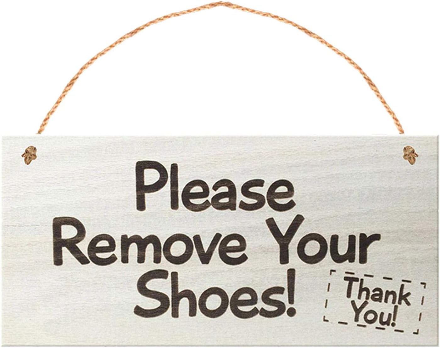 Bwwnby Take Your Shoes Off Sign,No Sign For Home,Solid Wood Hanging Welcome With Rope,Rustic Entryway, Porch, Door Hanger(Size:7.9 X 3.9Inch)