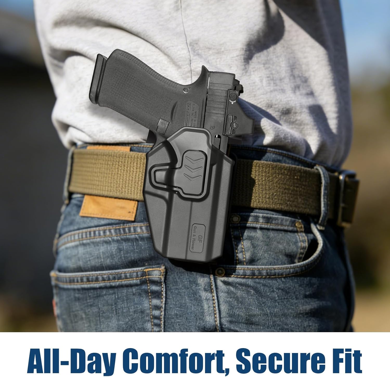 GUN & FLOWER OWB Holster for Glock 43 43X 48 (MOS & Rail Versions), Fits G43X MOS with or Without Rail, Level II Retention Outside Waistband Holster, Multiple Attachment Options