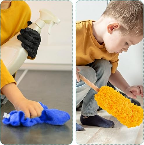 Vista 6 de Juego de limpieza para niños con aspiradoras eléctricas, juego de limpieza para el hogar de madera, juguetes de limpieza para niños pequeños