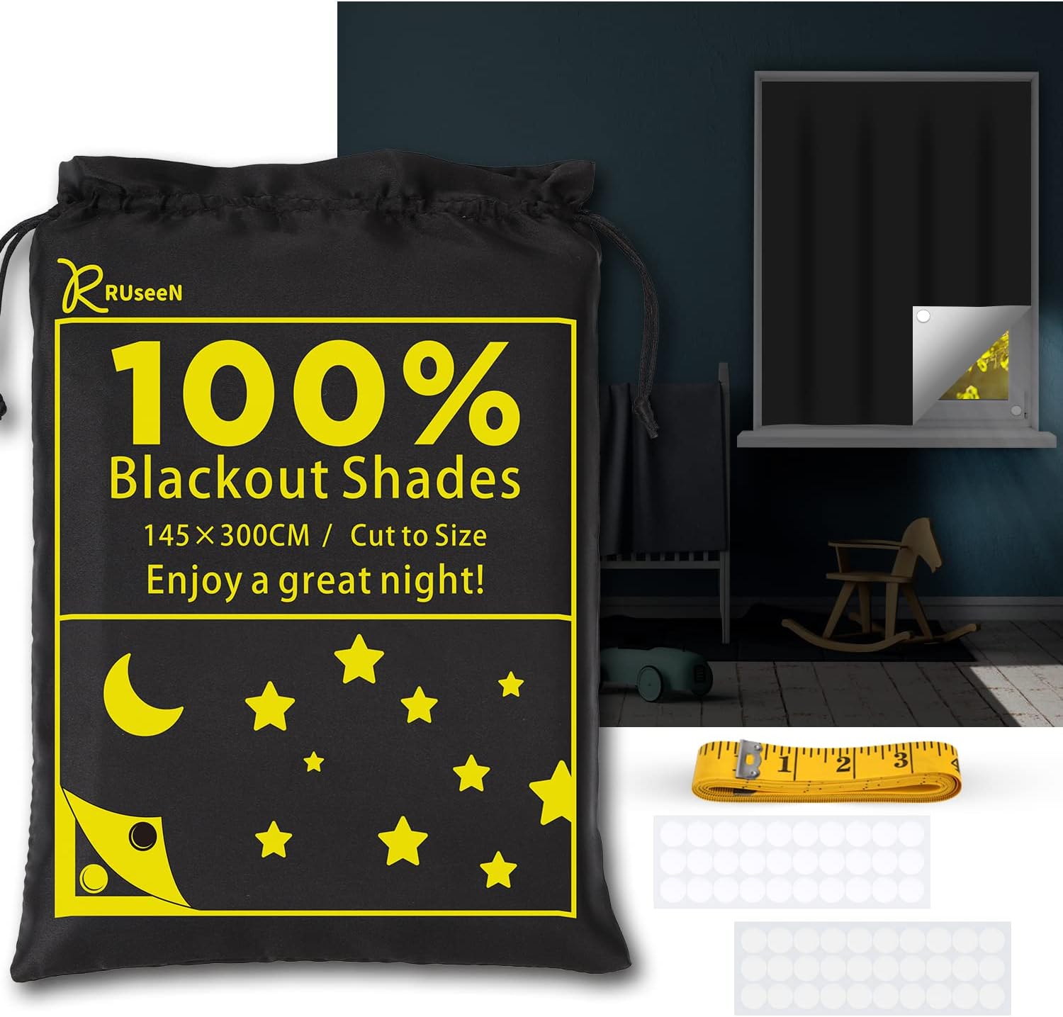 [2022 Upgraded] Portable Blackout Shades (118" x 57") Travel Window