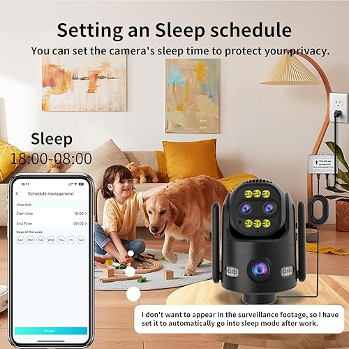 Miniatura 5 de Cámara de seguridad para exteriores de triple lente con zoom híbrido de 10X, cámara WiFi 2.4G5G con cable para seguridad del hogar, grabación
