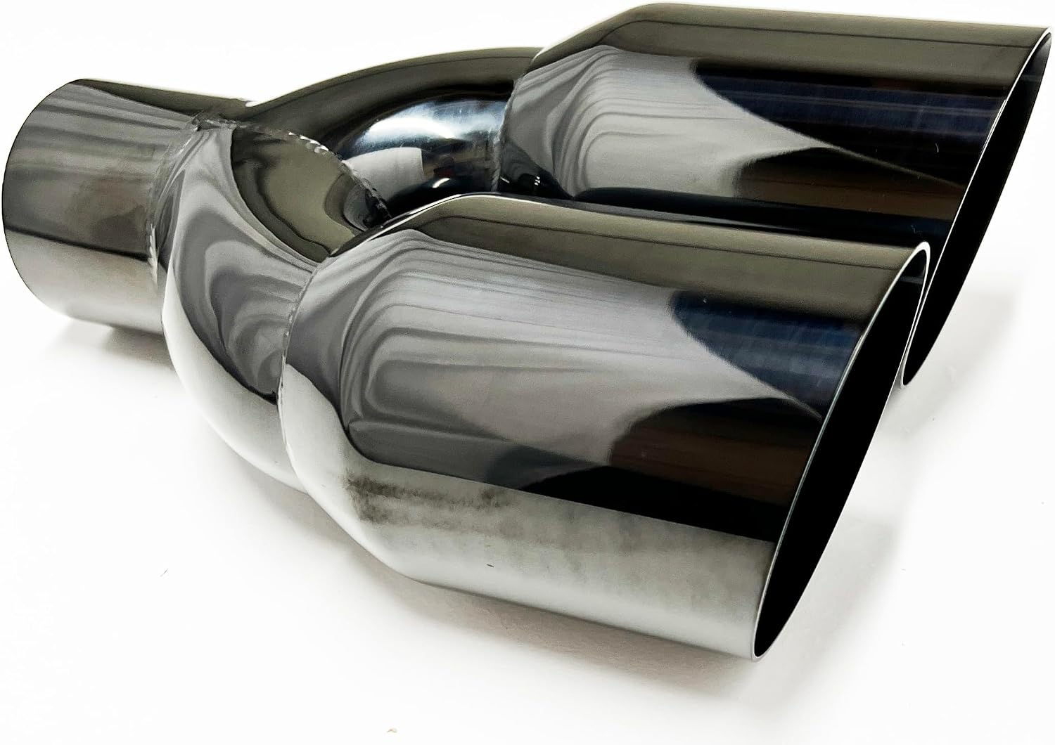 Exhaust Tip 2.50 Inlet Dual 3.50 Outlets 10.00 Long WDSW350010-250-BC-SS Slant Black Chrome Single Wall 304 Stainless Wesdon Exhaust Tip
