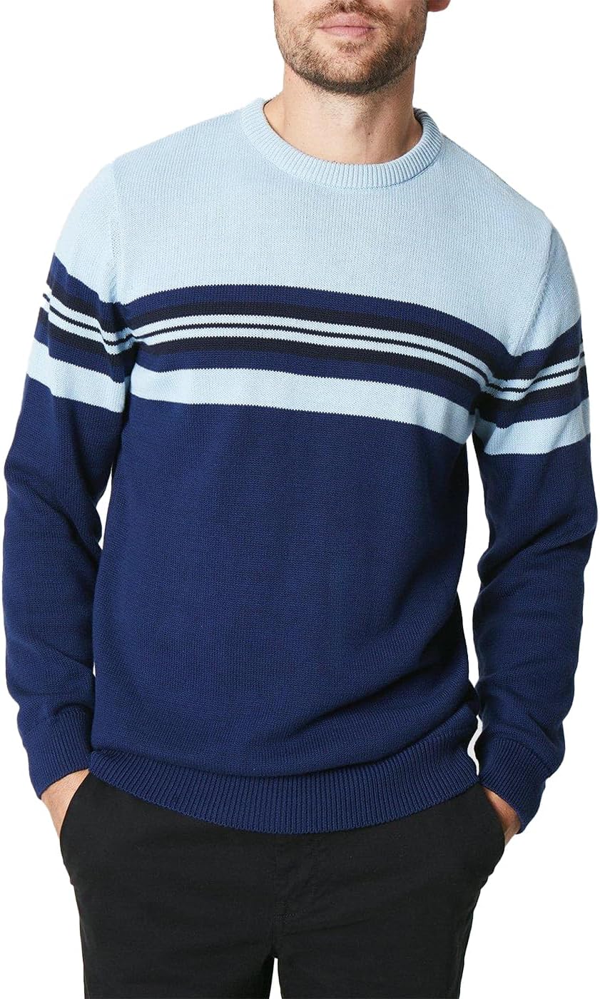 MaineMens Premium Multi Stripe Crew Neck Jumper