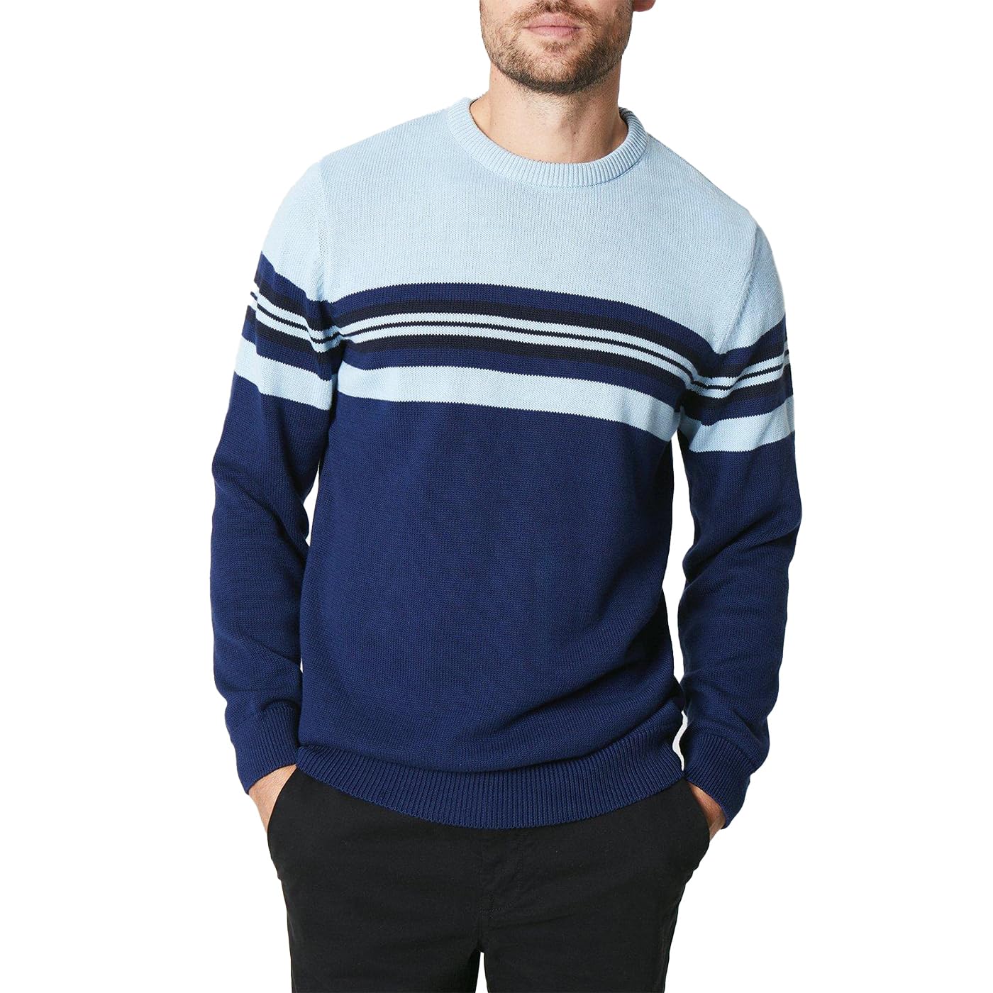 MaineMens Premium Multi Stripe Crew Neck Jumper