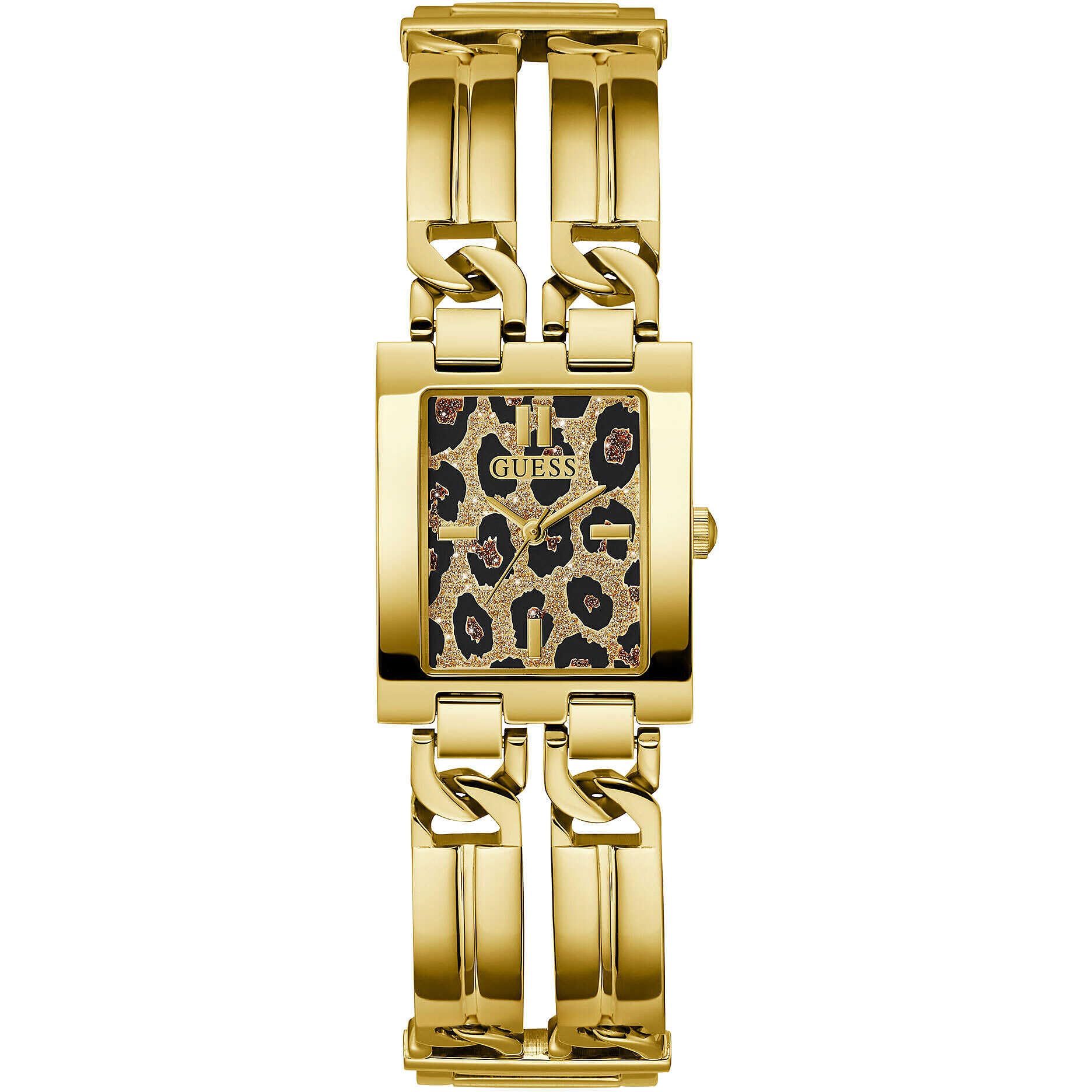 Guess MOD ID Damen Armbanduhr in der Farbe Gold mit Armband aus Edelstahl, Wasserdichtigkeit: 3 bar, Gehäusedurchmesser: 24 mm, GW0807L2