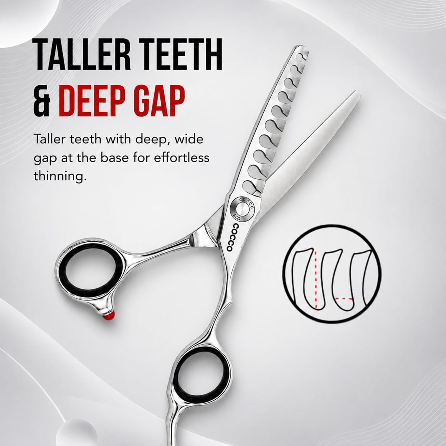 COCCO Digital Gap SCO 6.0"Thinning Shear Left Handed-Silver (10-Teeth)