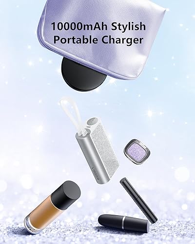 Miniatura 2 de VEGER Cargador portátil compacto con cable integrado (extraíble), cargador de batería de 10000 mAh de carga rápida de 20 W, batería brillante,