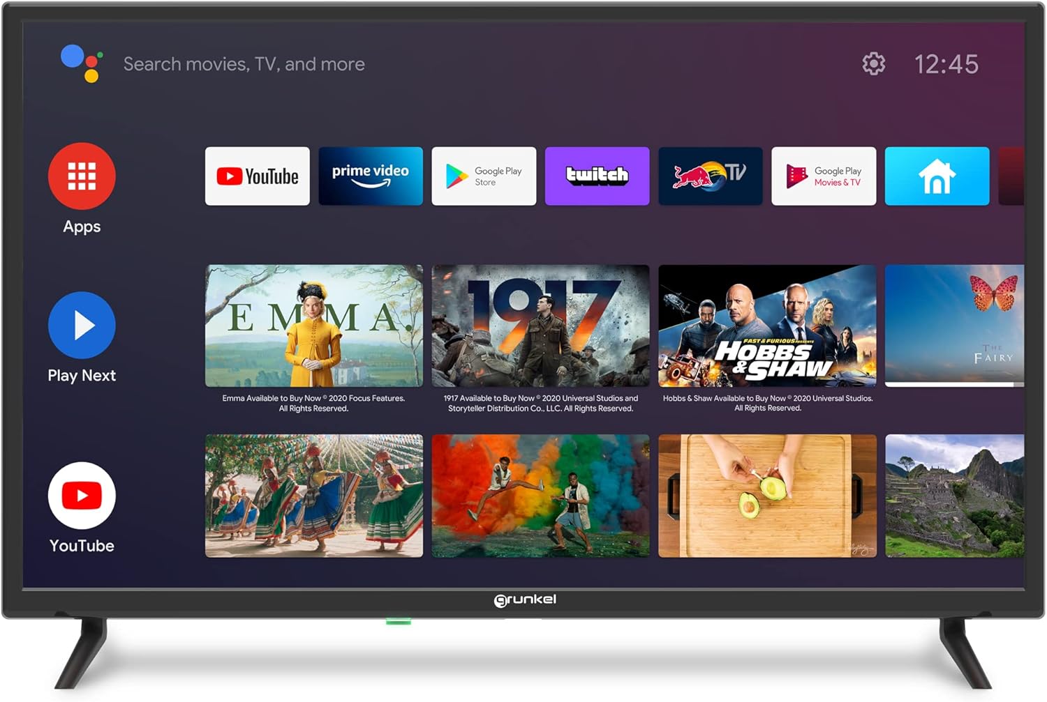 Grunkel - Televisor de 81 centímetros con Google Chromecast. con Pantalla de Panel HD Ready, Wi-Fi y Smart TV. De bajo Consumo y con Sistema de Auto-Apagado - 32 Pulgadas – Negro (LED-322GOO)