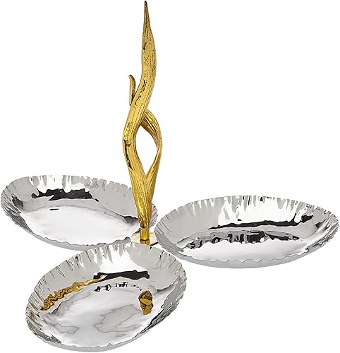 Godinger Servidor de nueces de servidor de dulces, plato para servir, plato de chocolate, plato de caramelo, 3 seccionales