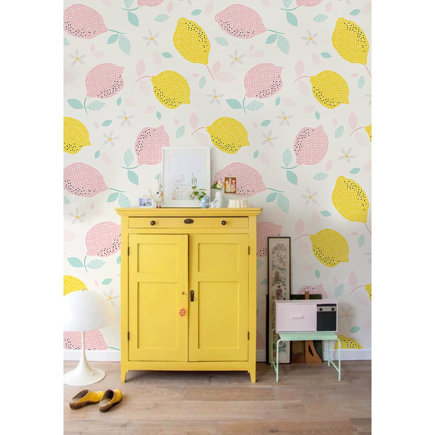 Papier peint fleurs de citron Coloray en latex lavable et résistant 208x146cm