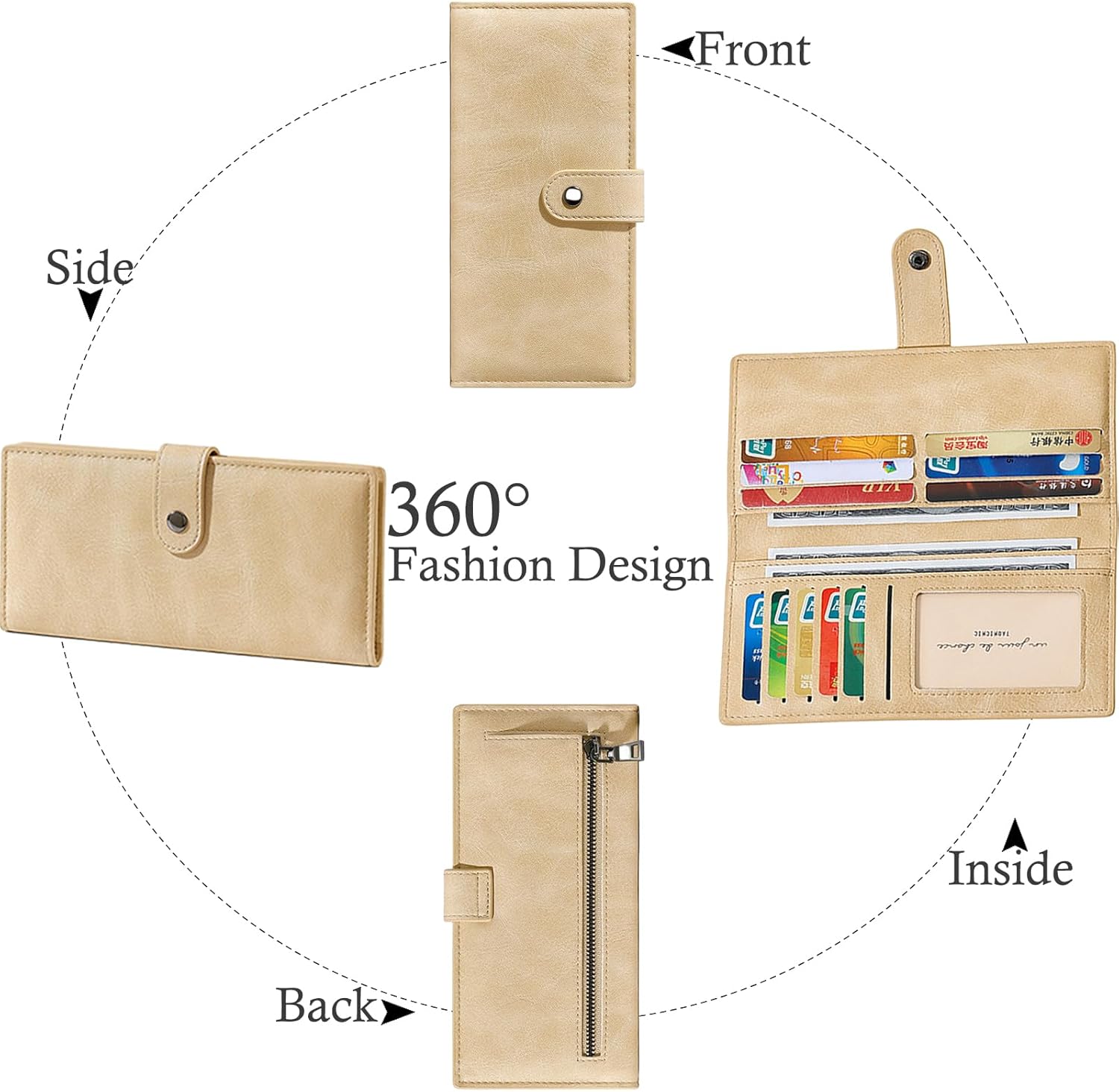 Wallets for Women Slim Thin Soft Leather RFID Blocking Credit Card Holder Bifold Long Ladies Wallet Clutch - Image 3