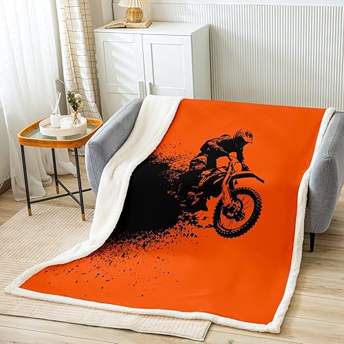 Castle Fairy Manta de forro polar con estampado de motocross Racer, manta de cama para sofá o cama, manta de deportes extremos, suave, cálida,