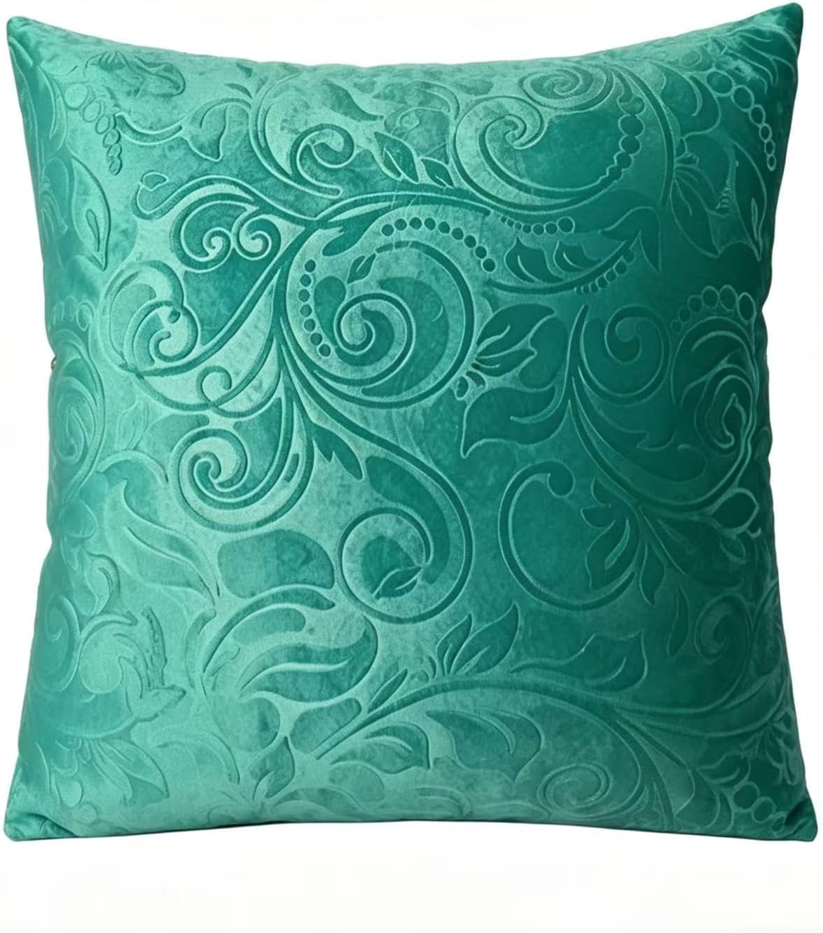 TangDepot Heavy Velvet Embossing Throw Pillow Cover, Classis Floral Anaglyph Velvet Fabric, Lumbar Pillow Cover, Indoor/Outdoor Pillowcase - (28" x 28", C42 Bright Green)