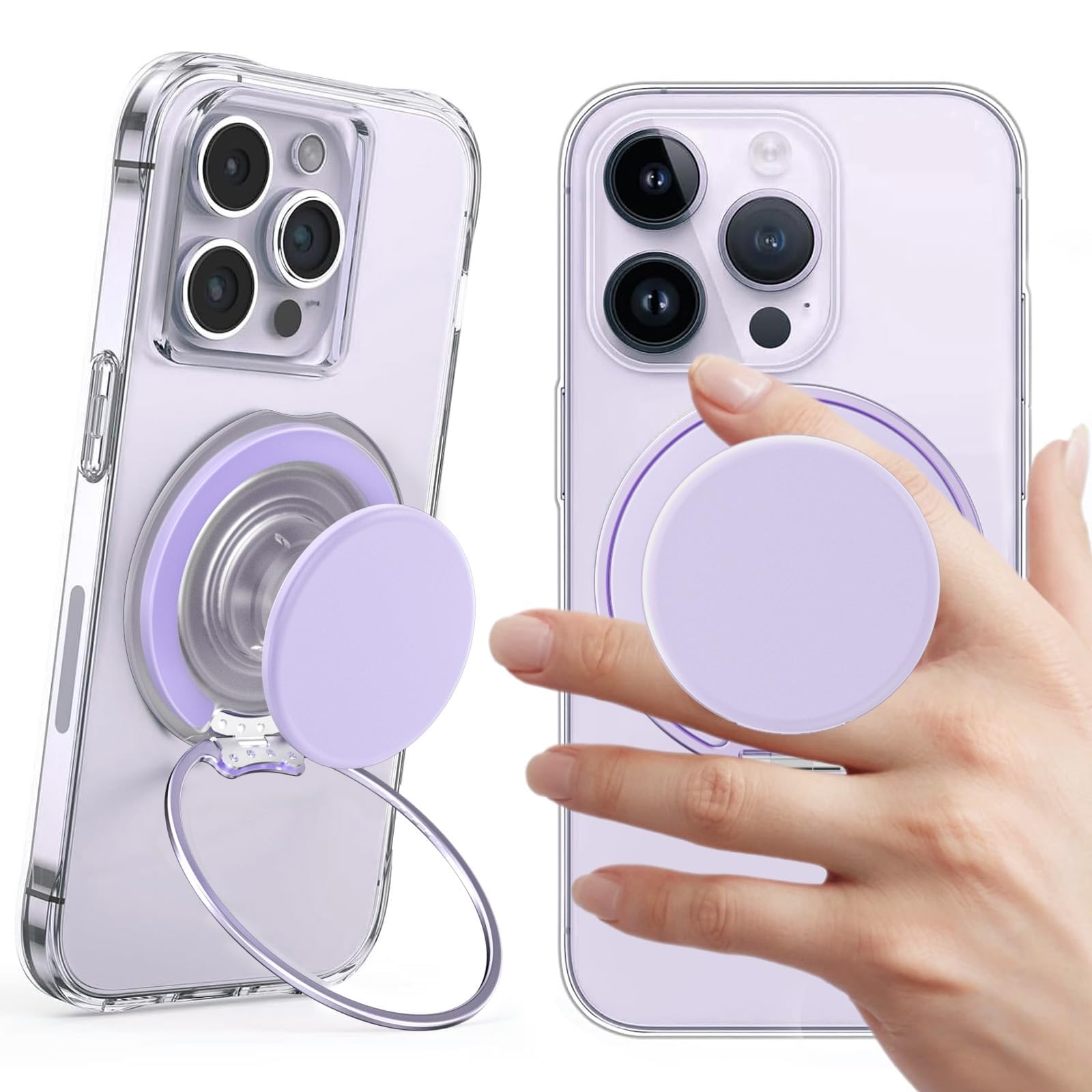 Photo 1 of AUROX MagSafe Phone Grip Stand, Transparent Purple