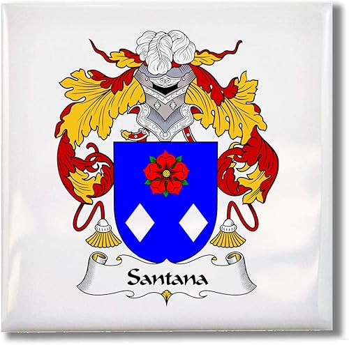 Miniatura 5 de Santana Family CrestEscudo de Armas - Azulejo de cerámica para posavasos, placa caliente, salvamanteles o acento decorativo por Carpe Diem Designs