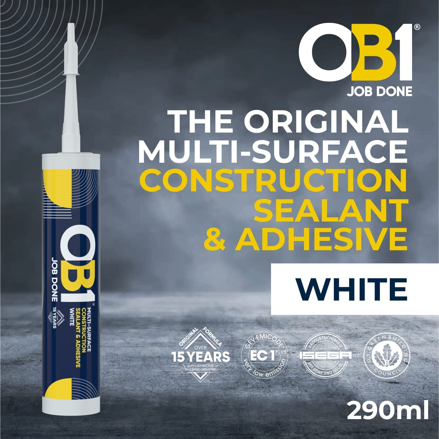 OB1 Versiegelung und Klebstoff für verschiedene Oberflächen, ausgezeichnete chemische Beständigkeit, wasserabweisend, witterungsbeständig, Weiß, Doppelpack