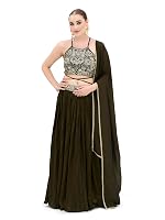 PURVAJA Women’s Silk Semi-Stitched Lehenga choli