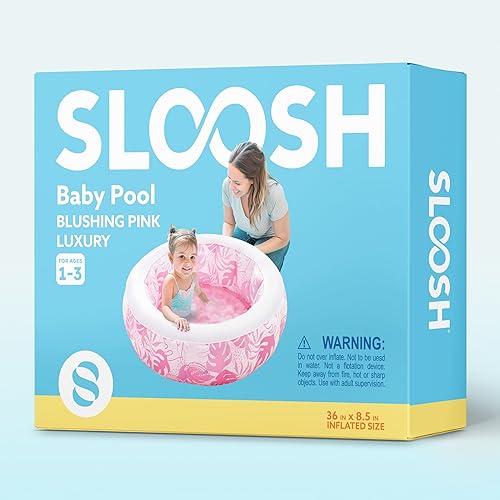 Miniatura 7 de SLOOSH Piscina inflable para niños, piscina de 36 x 8.5 pulgadas con piso de almohadilla suave para niños y niños pequeños, piscina redonda inflable