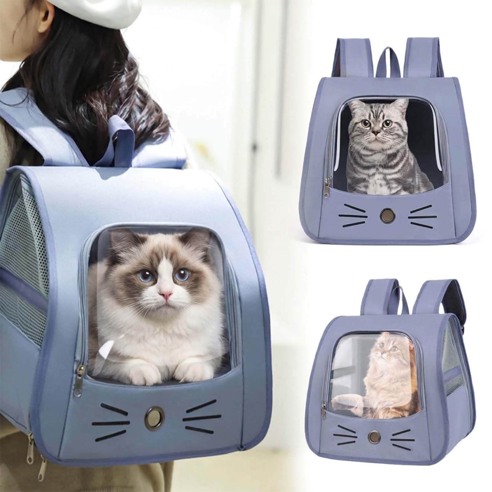 Bolsa para Mascotas Plegable,Mochila Gato y Perro,Mochila Gatos Transporte,Mochila Transportín Perro,Transportin Gato Mochilas para Gatos y Perros,para Mascotas pequeñas como Gatos y Perros (Azul)