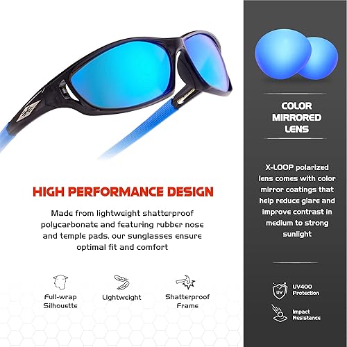 Miniatura 3 de X LOOP Lentes de sol polarizados deportivos para hombres - UV400 para béisbol, correr, ciclismo, lentes de golf