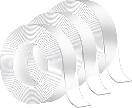 MOKANI 3 Rolls Nano Double Sided Adhesive Tape, 5M/16.4FT Multifunctional Reusable Washable Traceless Transparent Gel Tape, Wall Sticky Strips for Kitchen, Party, Paste Photos Posters, Carpet Fixing