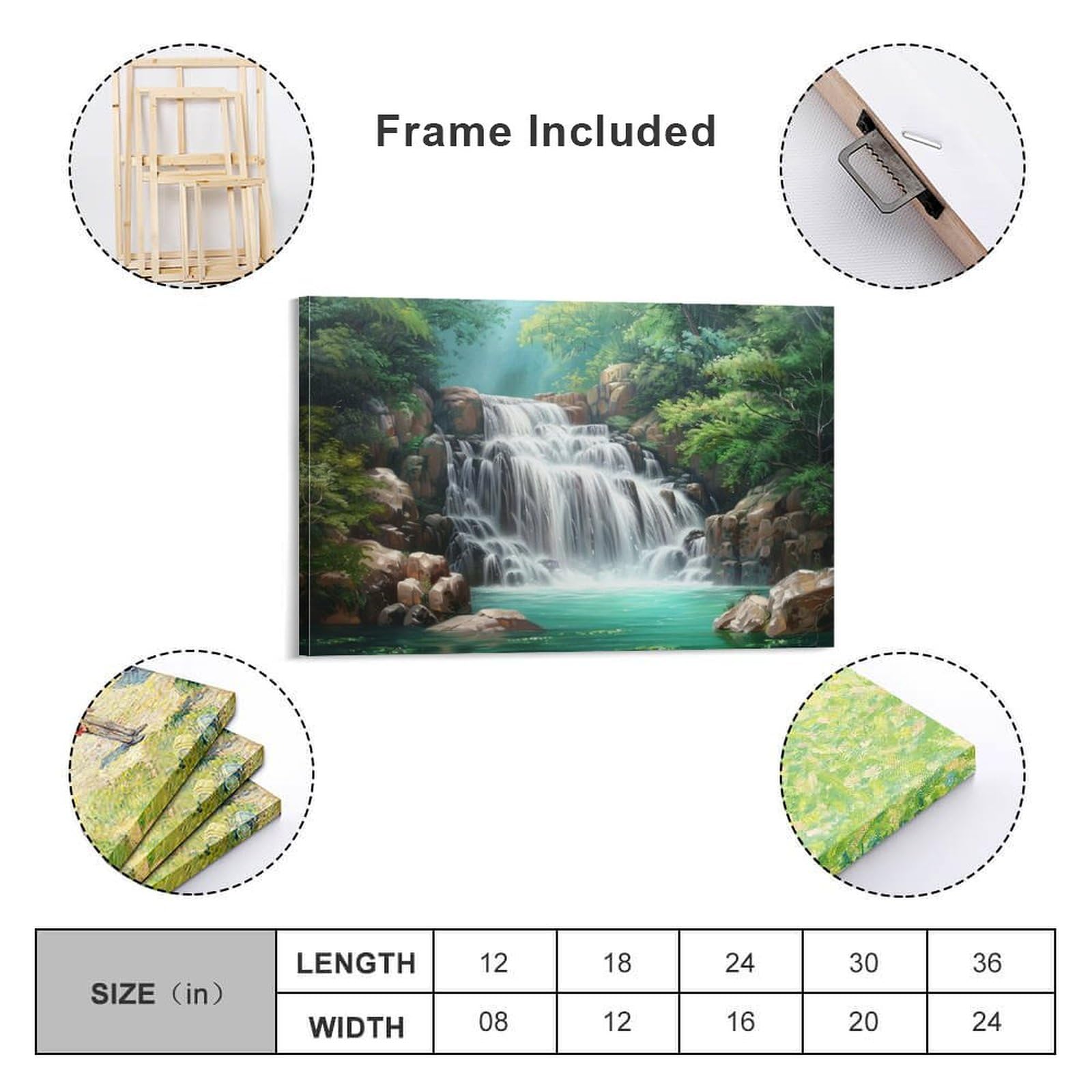 Amazon.co.jp: 絵画 深い山と古い森の滝インテリア 絵画 美しい自然の